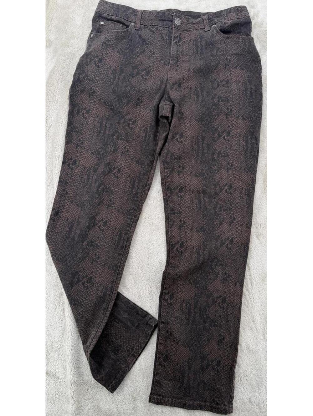 Vintage Snakeskin Print Straight Leg Pants‎ Regular 12 Cotton Blend
